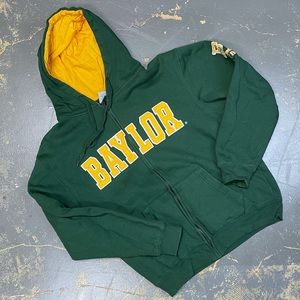 Baylor Bears University Retro Hooded Full Zip Medium Green Gold Basketball